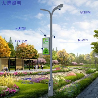 葉芽款智慧路燈廠家5G充電樁廣告屏監控多功能智能庭院燈